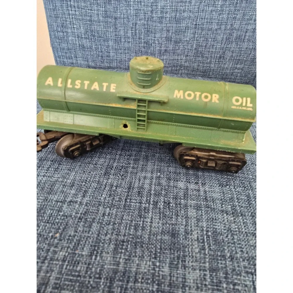 Vintage Marx Allstate Motor Oil Tank Car Green O Scale Model Train Railcar